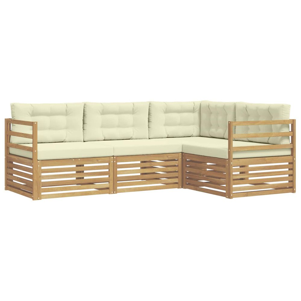 Ensemble de canapés d'extérieur 4 pc blanc et crème polyester