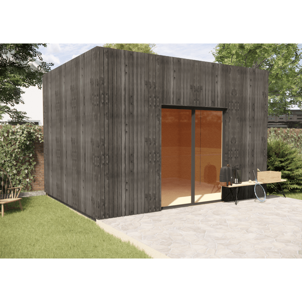 Studio de jardin re2020 en bois 4,4 x 3,5 x 3,2 m / isolation re2020 / menuiseries alu k-line
