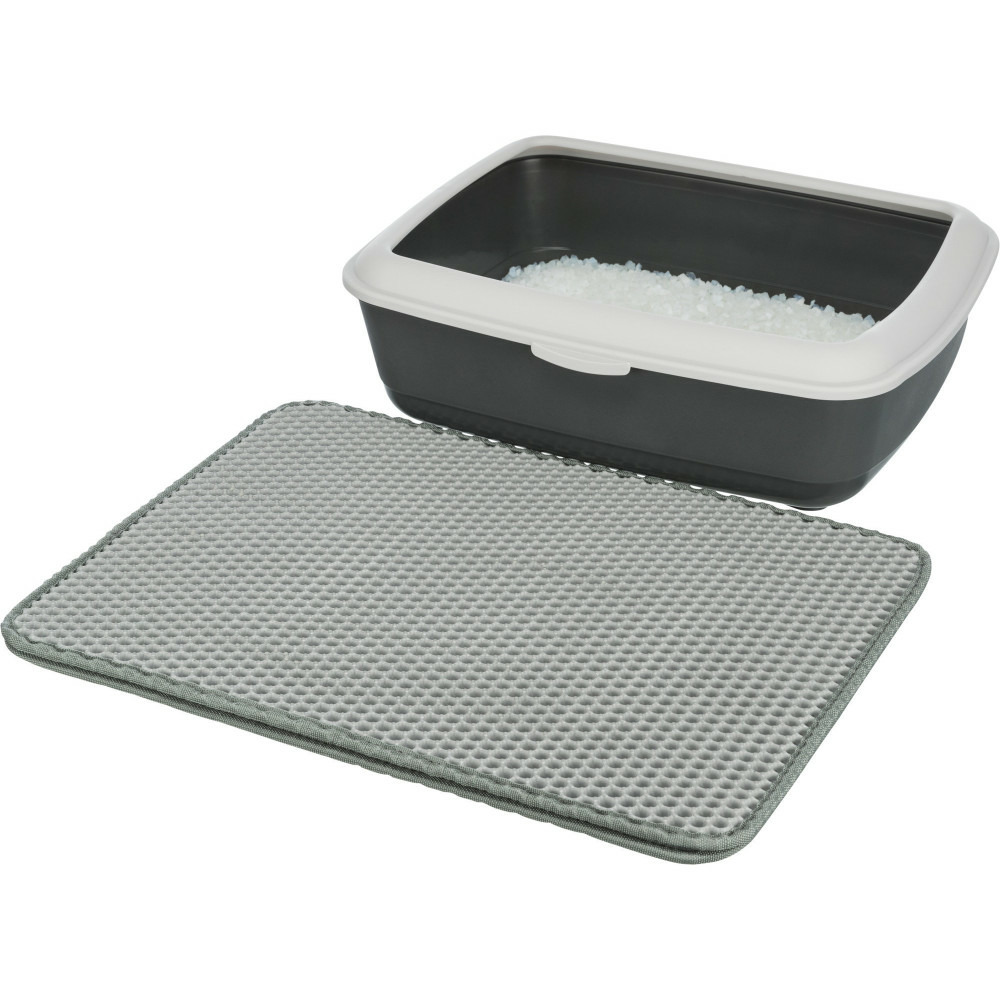 Tapis de tamis pour bac à litière 35 × 45 cm gris pour chat