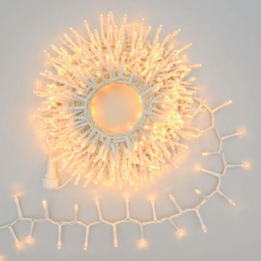Guirlande lumineuse boa d6cm 10m 500 led ambrée extensible câble blanc ip44 31v smart connect lotti