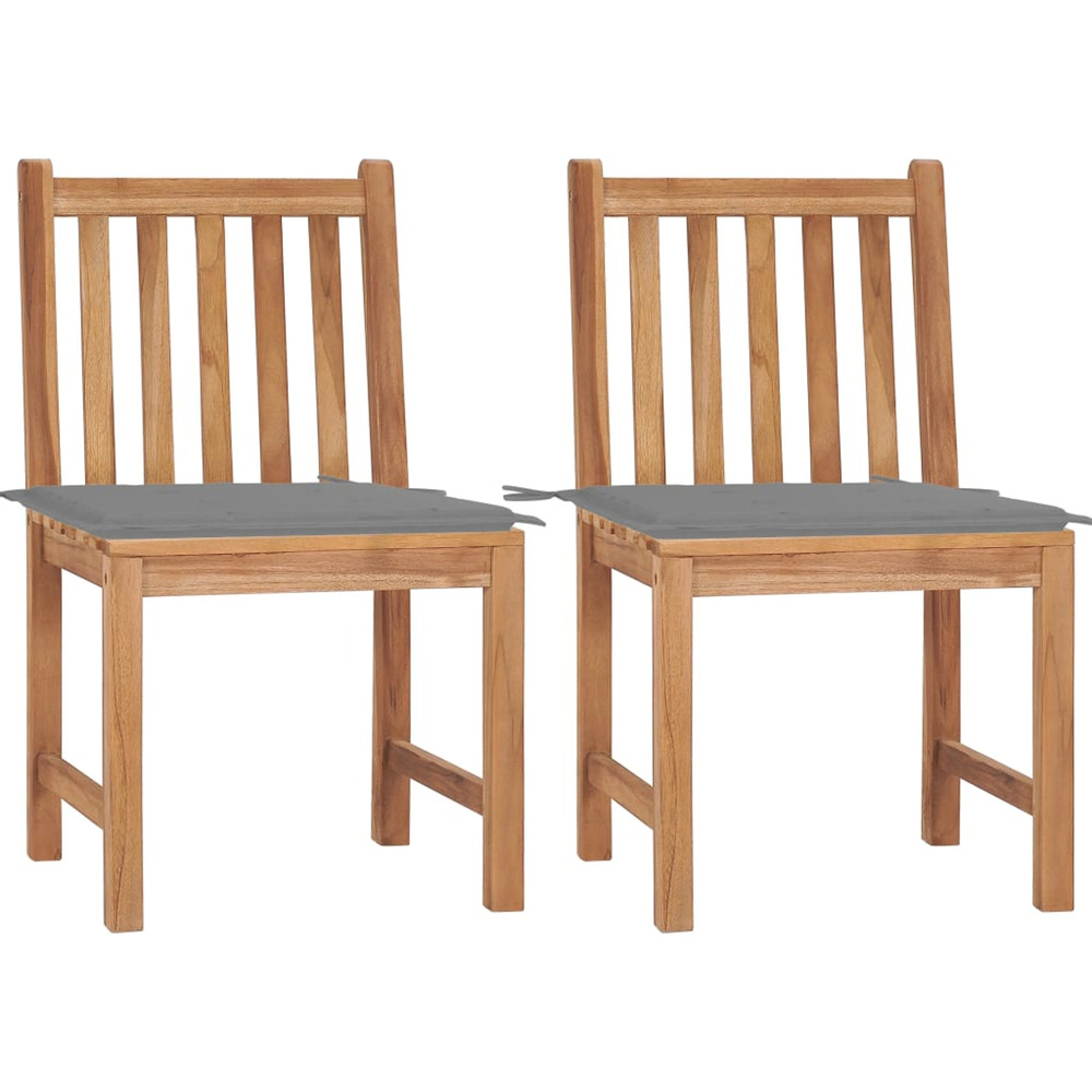 Chaises de jardin lot de 2 avec coussins bois de teck massif