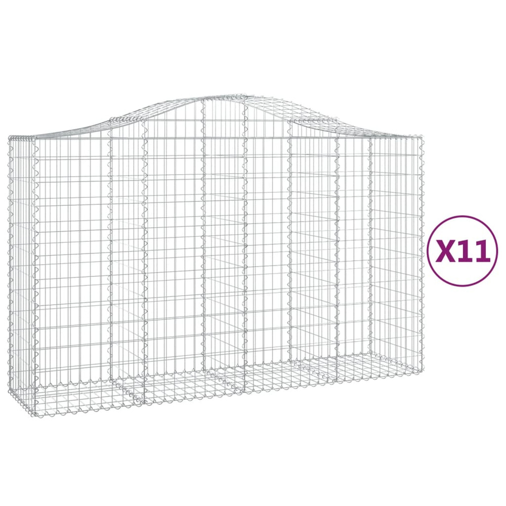 Paniers à gabions arqués 11 pcs 200x50x120/140 cm fer galvanisé