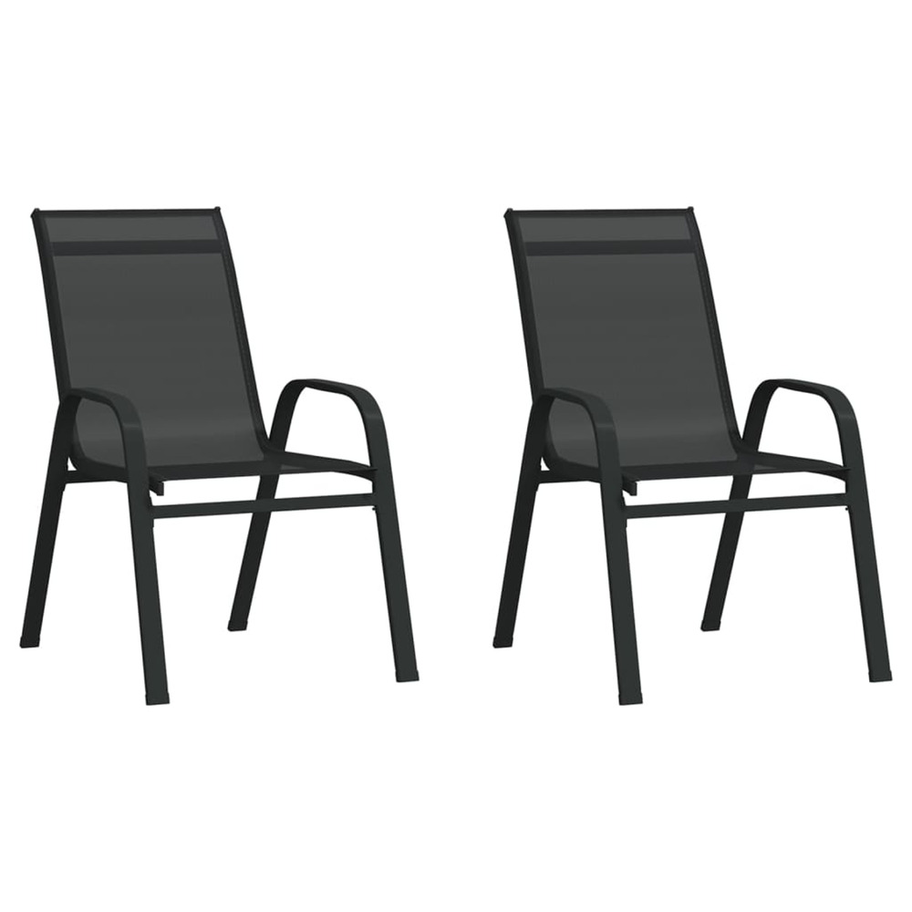 Chaises empilables de jardin lot de 2 noir tissu textilène