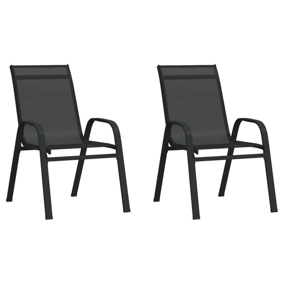 Chaises empilables de jardin lot de 2 noir tissu textilène