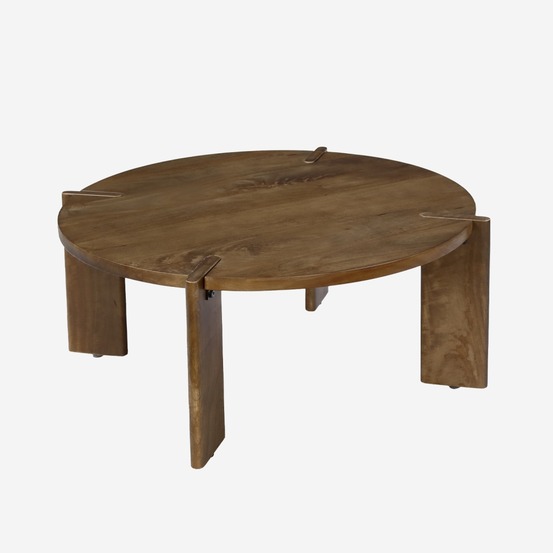 Table basse ronde en bois massif 80 cm - reva