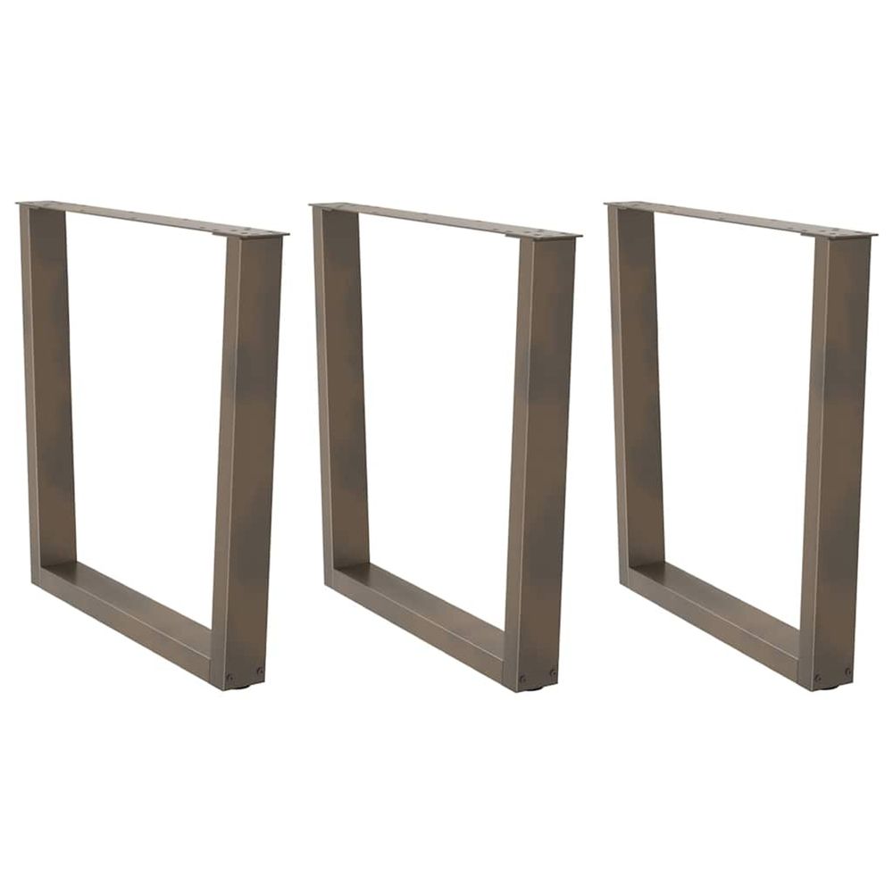 Pieds de table à manger en forme de v, 3 pièces, acier naturel, 90 x (72-73,3) cm