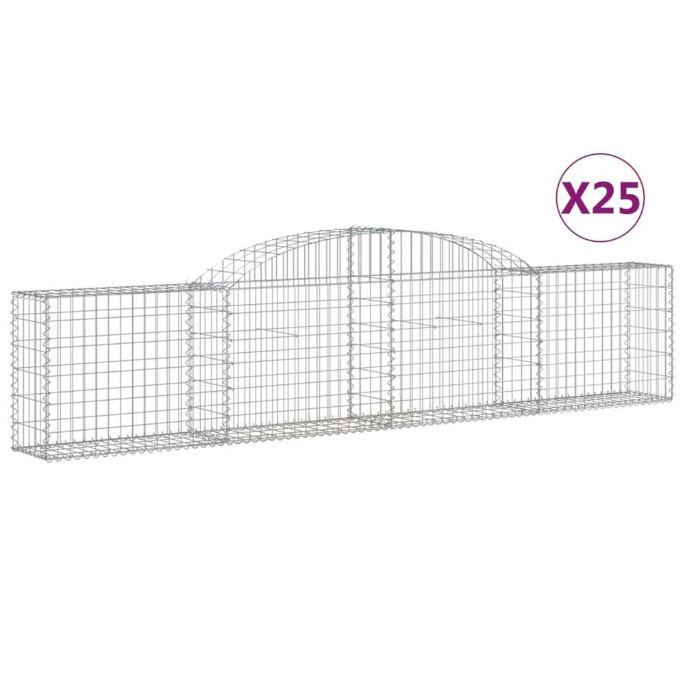 Paniers à gabions arqués 25 pcs 300x30x60/80 cm fer galvanisé