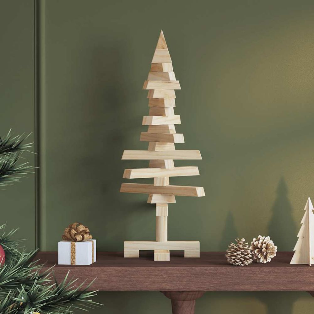 Sapin de noël en bois de pin décoratif style scandinave pour intérieur 60 cm
