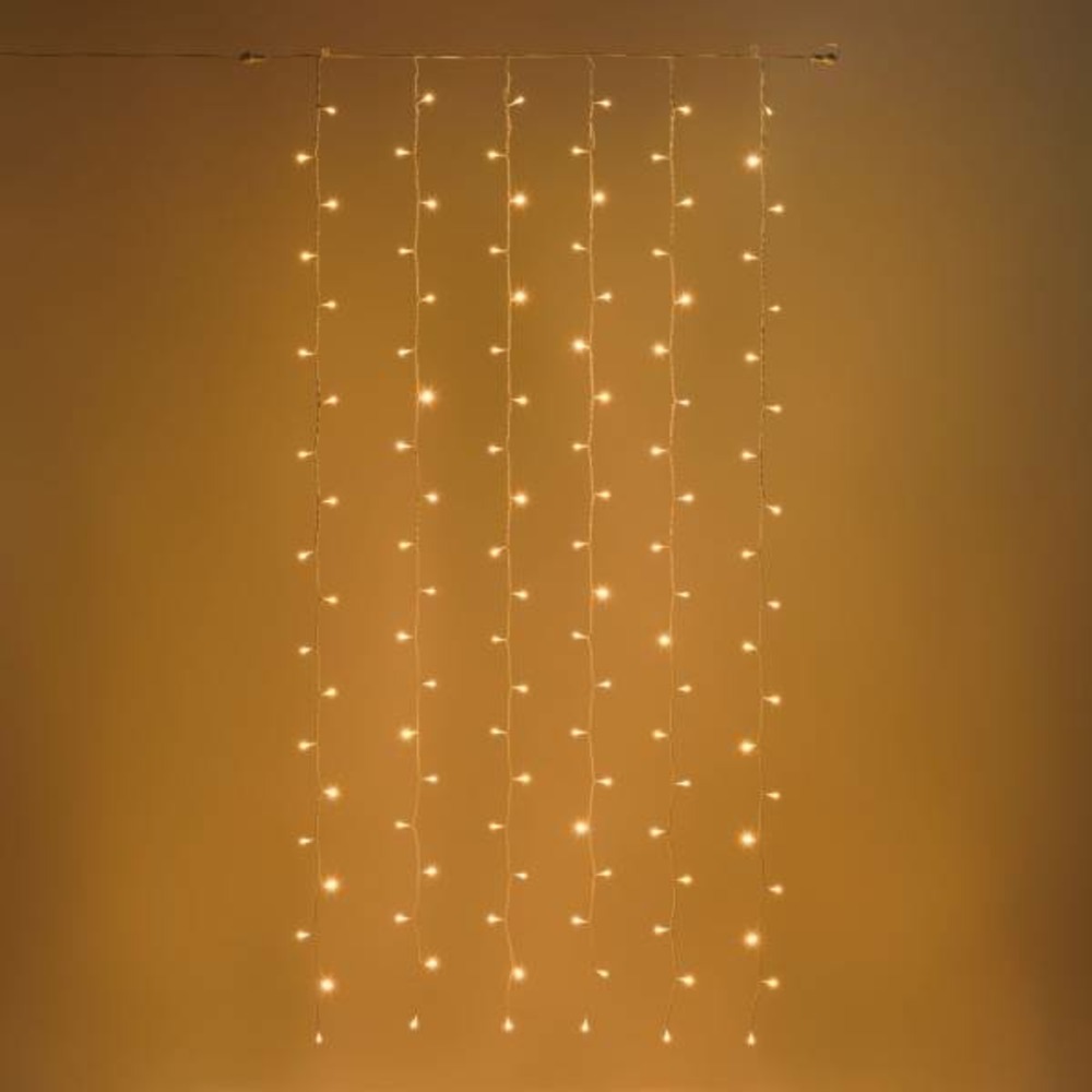 Rideau lumineux 1x2m 120 led ambré prolongeable câble blanc 31v ip44 smart connect lotti