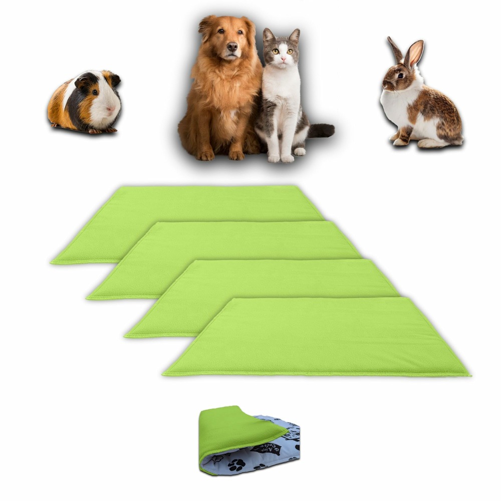 Lot de 4 - tapis pour cochon d'inde et lapin en polaire 60 x 50 cm - polaire absorbant, lavable en machine, economique