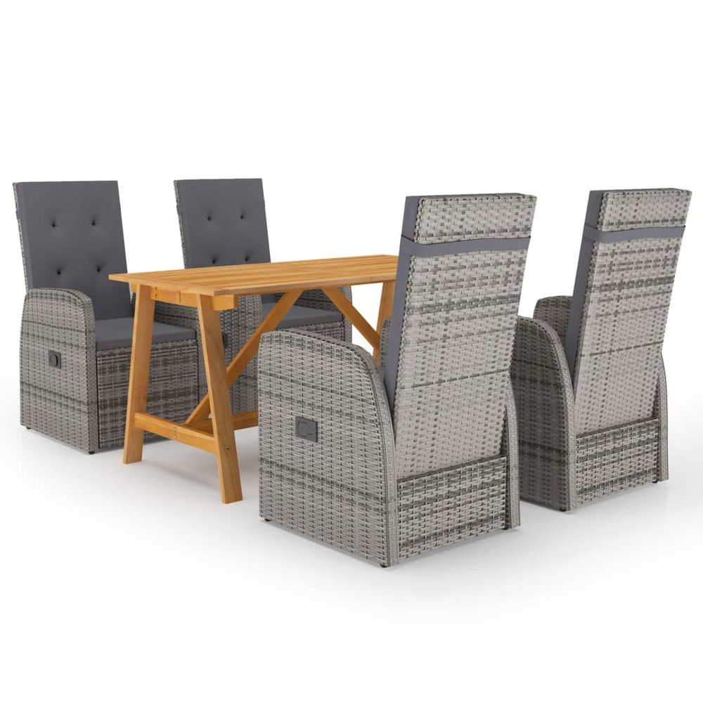 Ensemble de salle à manger de jardin meuble extérieur 5 pièces gris