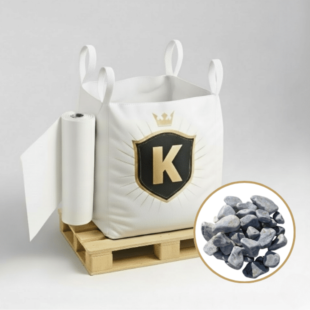 Kit galets gris + géotextile = 1 big bag galet gris codol nevada 40/60 1.5t [environ 10m2 sur 5cm d'épaisseur] + 1 géotextile 25m2