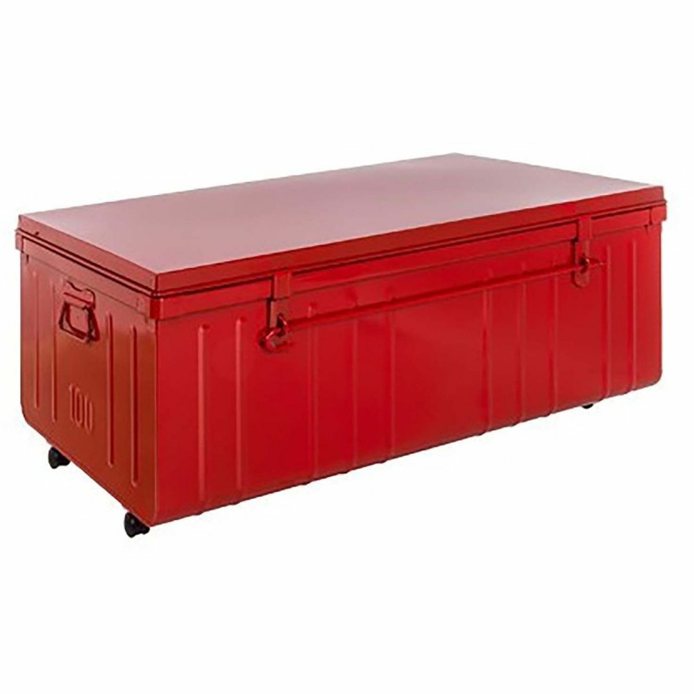 Table basse en acier sur roulettes habitat 90 cm rouge