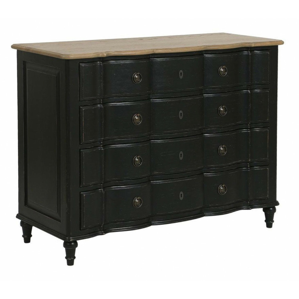 Commode 4 tiroirs bois noir - manoir interior's