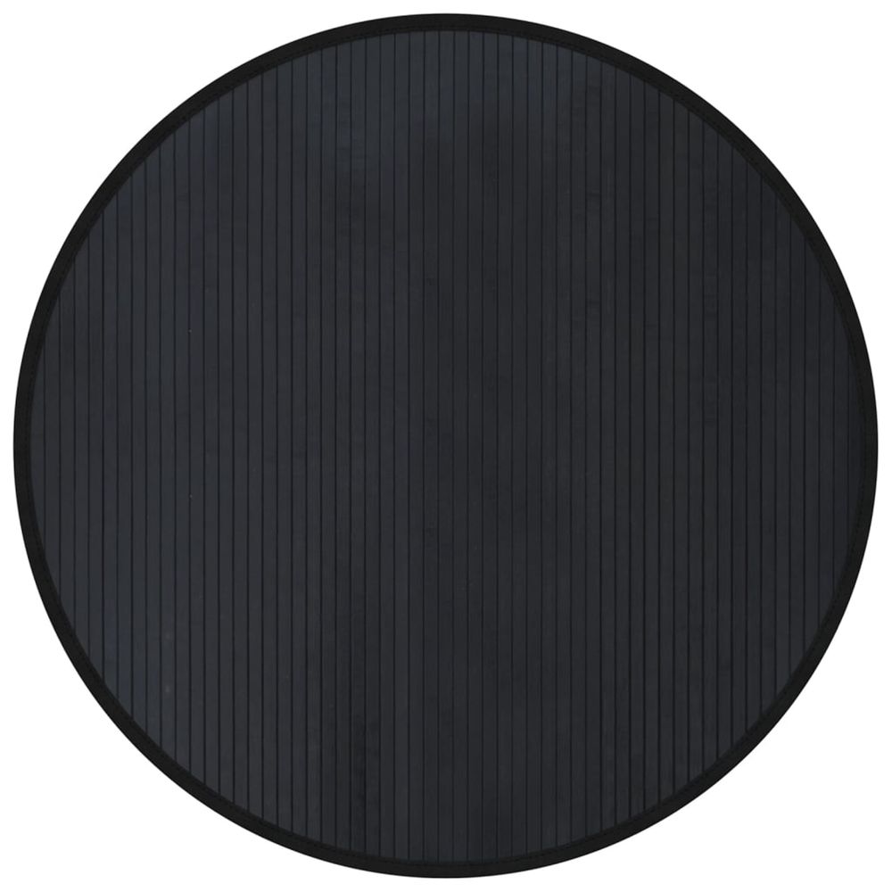 Tapis rond noir 100 cm bambou