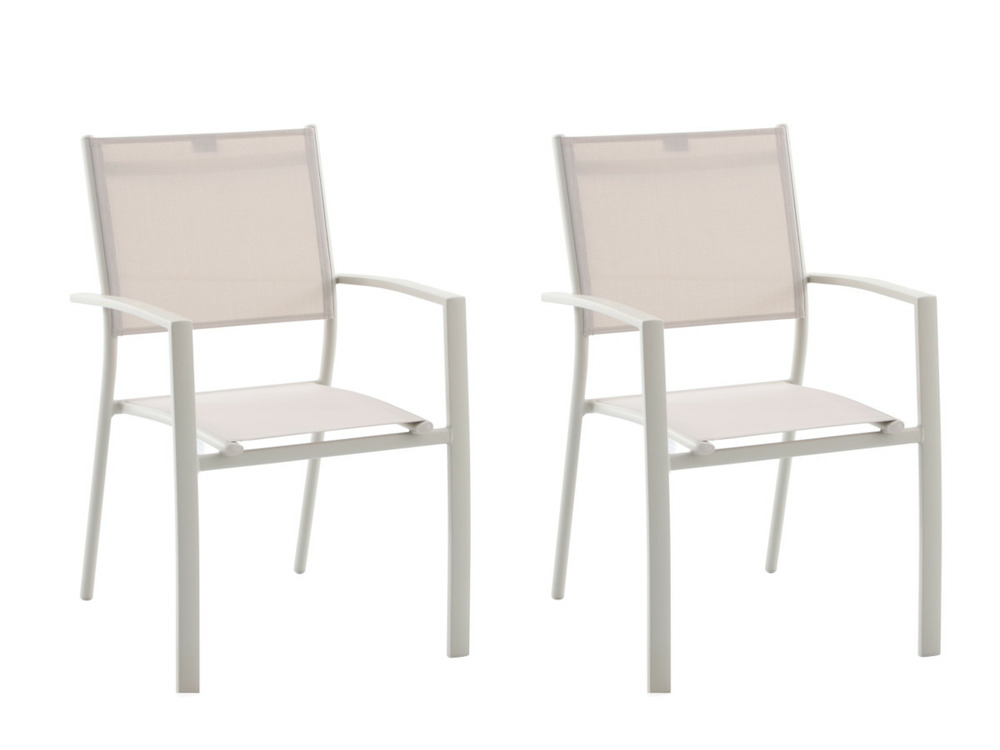 Lot de 2 fauteuils de jardin empilable faro beige-