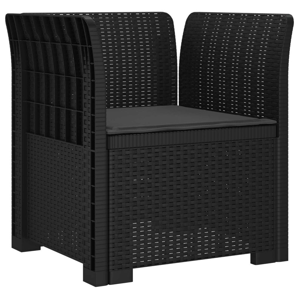 Fauteuil 1 place avec coussin look rotin pp anthracite