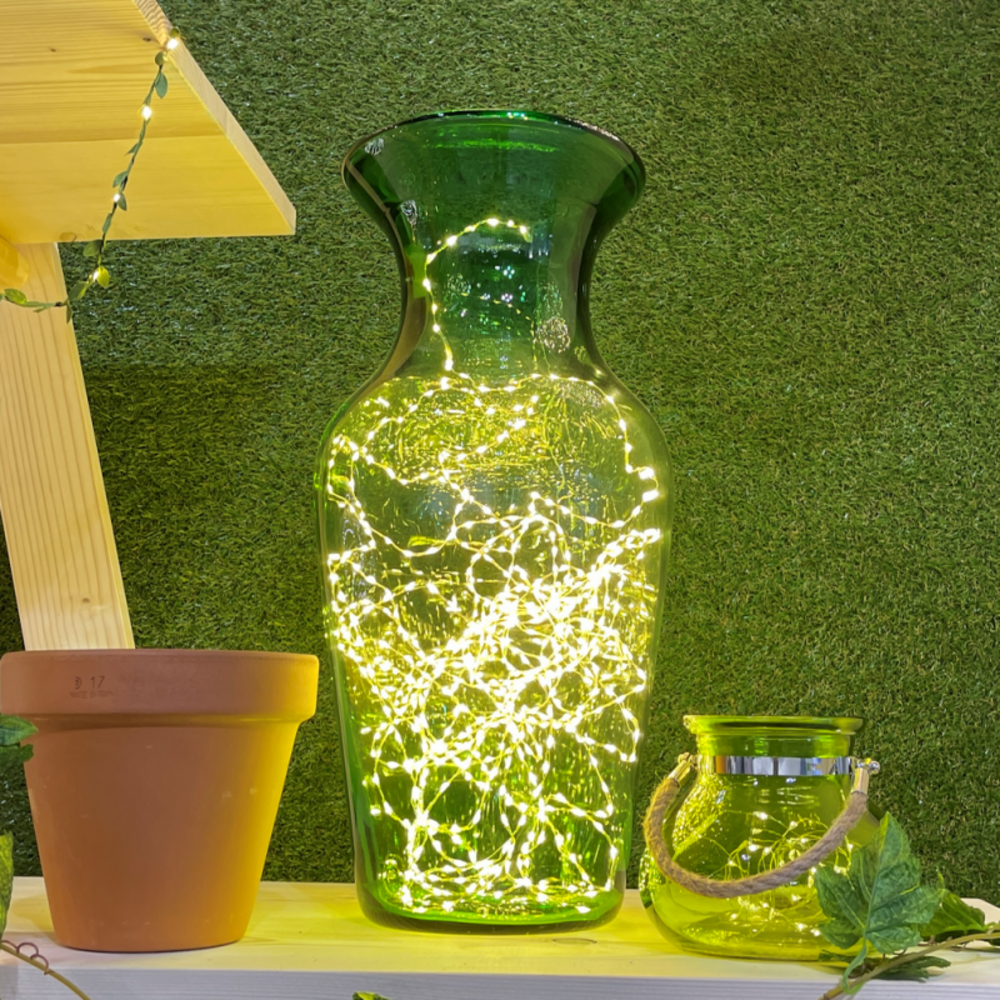 Guirlande fil lumineux blanc chaud 10m 625 micro led câble argenté extérieur lotti