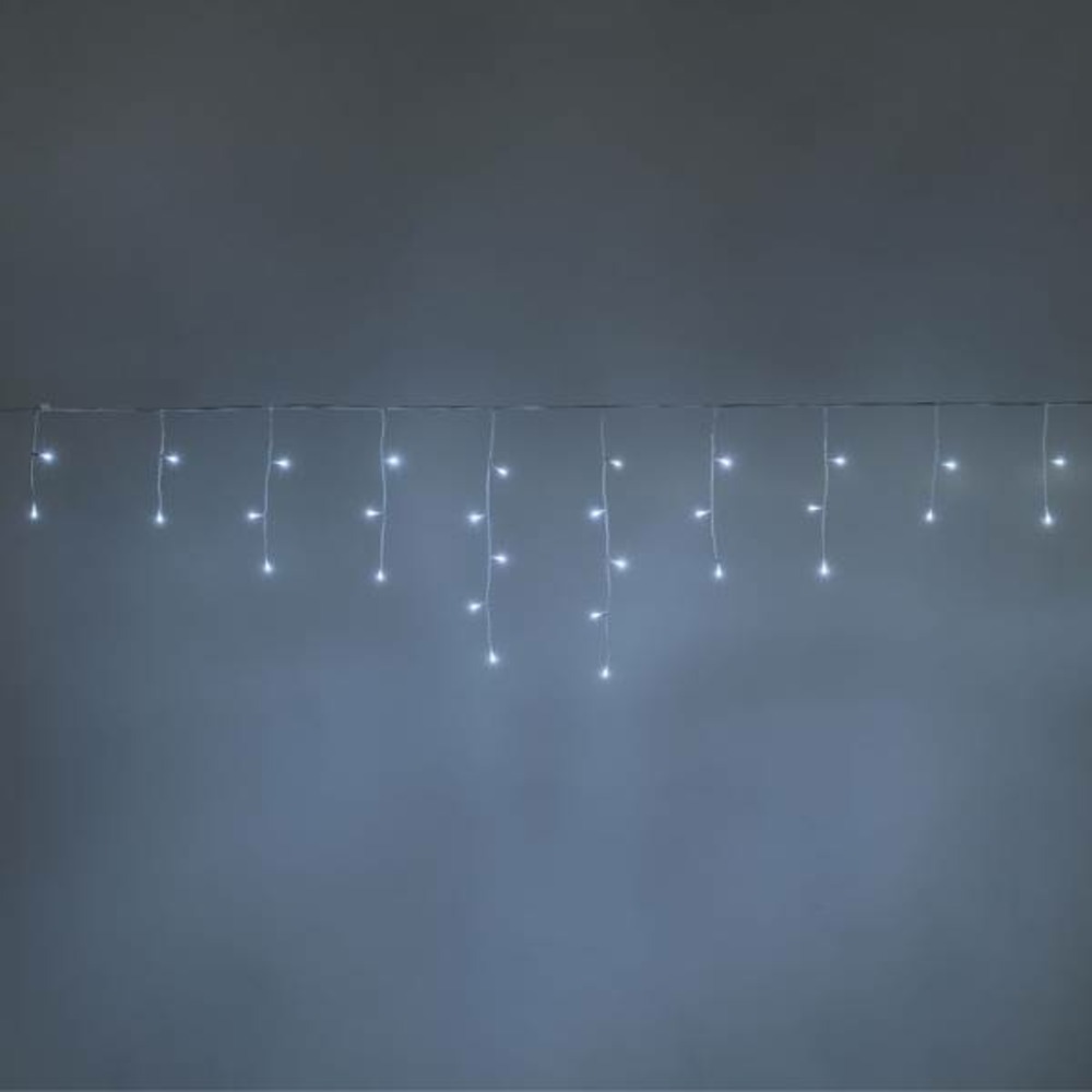 Guirlande stalactite lumineuse 4m h50cm 60 led blanc froid animée câble blanc extensible 31v ip44 smart connect lotti