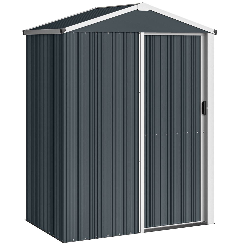 Abri de jardin 1,18 m² porte coulissante verrouillable tôle acier ondulée gris
