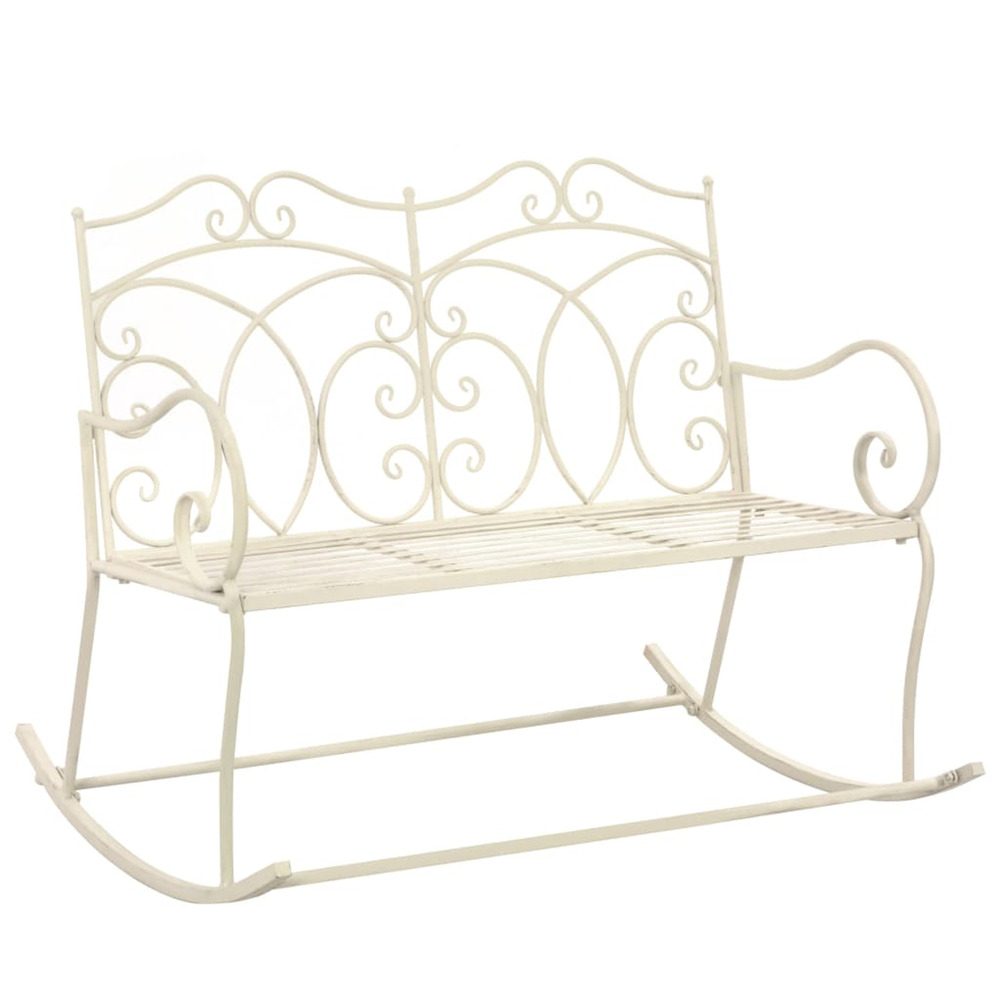 Banc de jardin 104 cm fer blanc antique