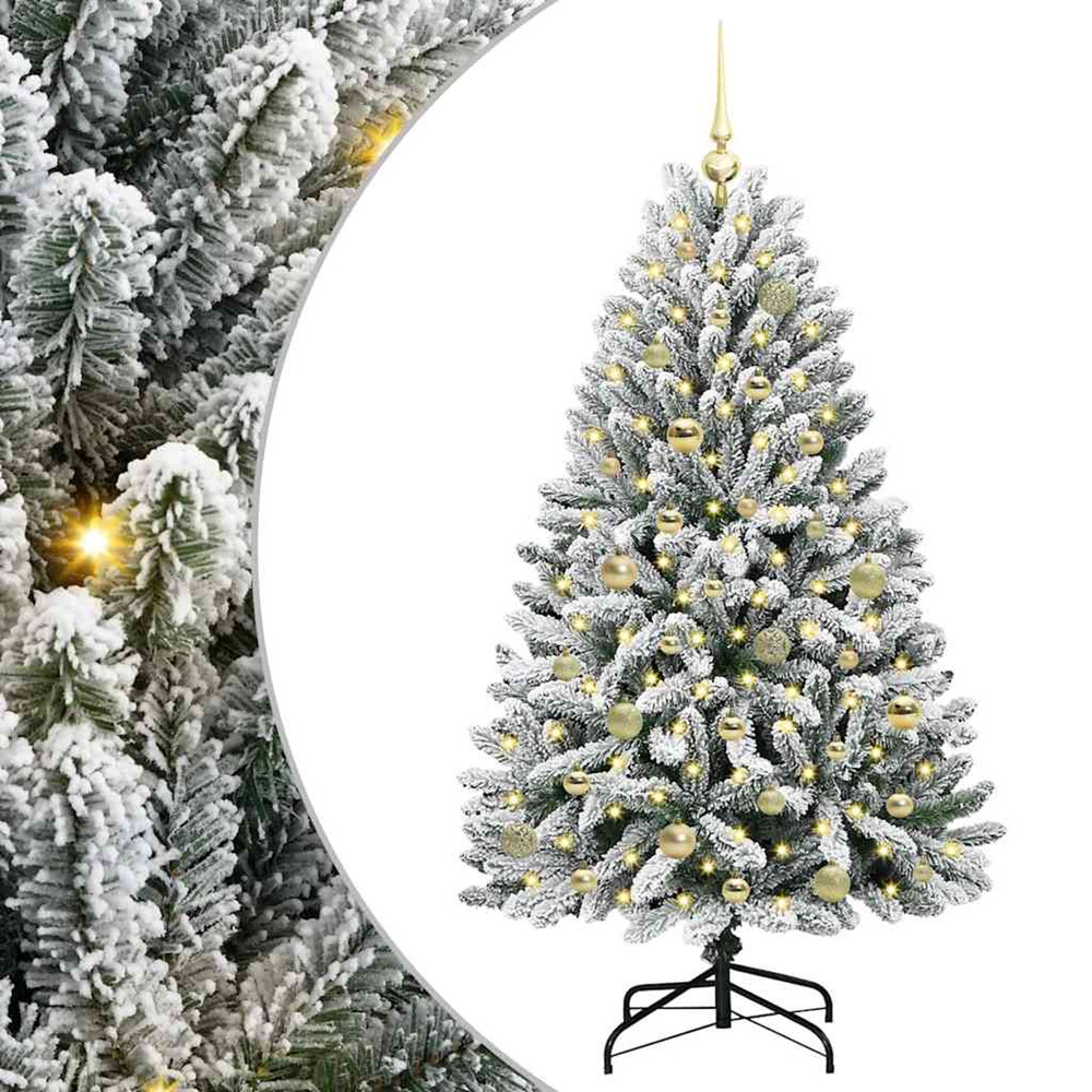 Sapin de noël artificiel vert et blanc 150 cm pvc et métal