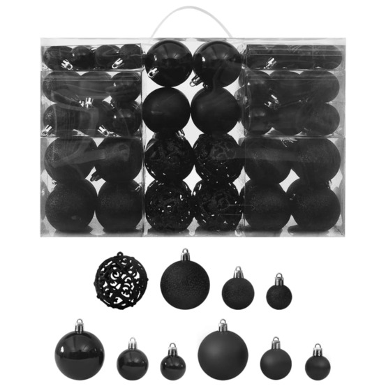 Ensemble de boules de noël 100 pcs noir