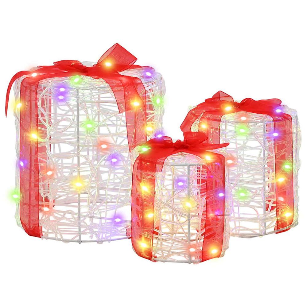 Décoration de boîte cadeau 3 pc 60 led coloré 20 x 20 x 21 cm