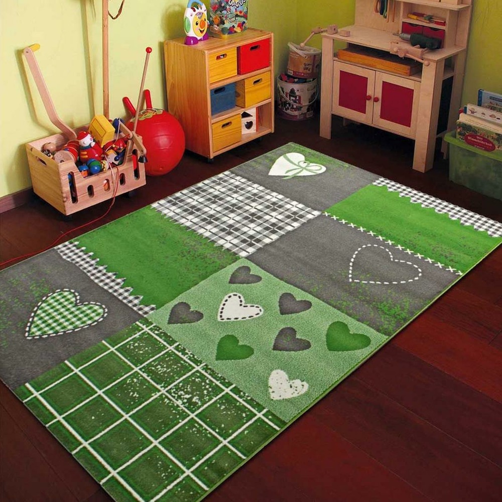 Tapis enfant 80x150 rectangle tissé vert bambin