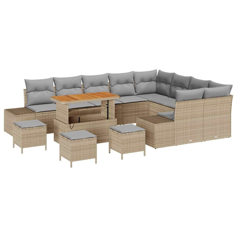 Ensemble de canapé de jardin 13 pcs beige et gris clair