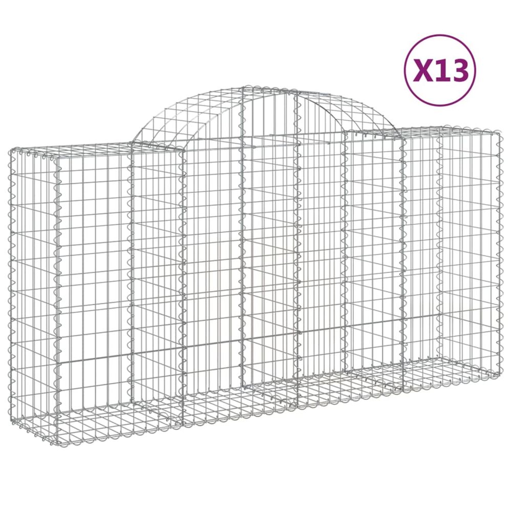 Paniers à gabions arqués 13 pcs 200x50x100/120 cm fer galvanisé