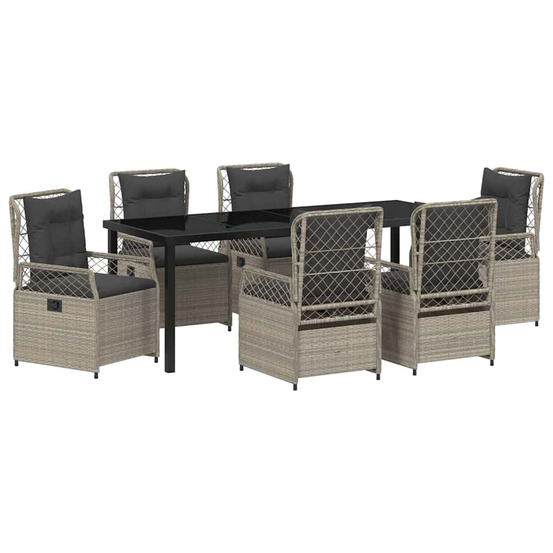 Ensemble de salle à manger pour jardin 7 pcs gris clair