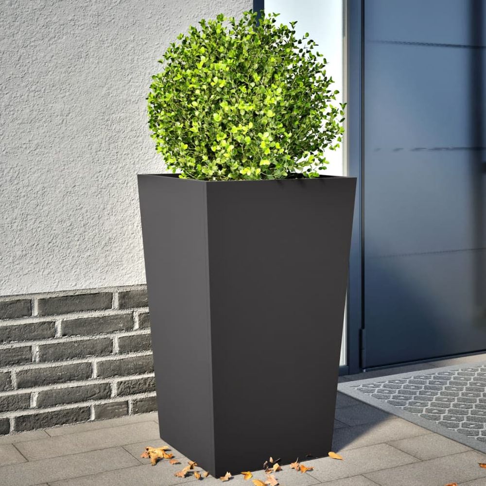 Lot de 2 jardinières hautes acier pour jardin terrasse balcon noir 45x75cm