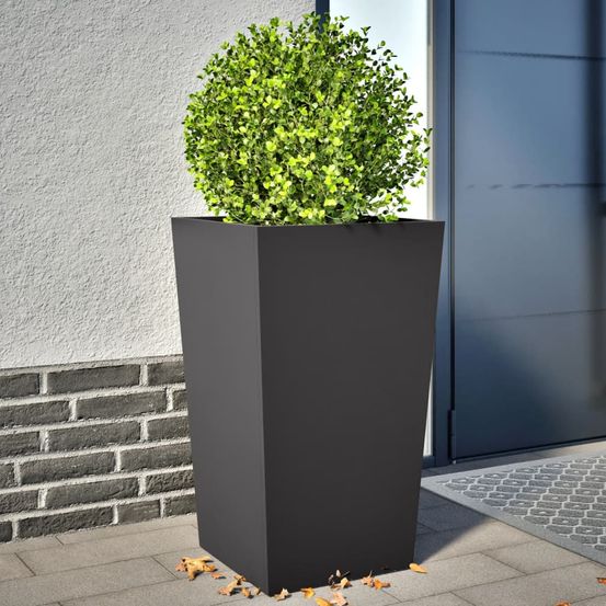 Lot de 2 jardinières hautes acier pour jardin terrasse balcon noir 45x75cm