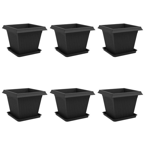 Pots de plantes 6 pc noir plastique