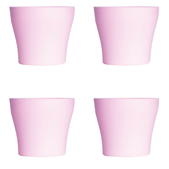 Lot de 4 pots à fleurs en plastique rose avec cache-pot gh629pk st helens home and garden - 20 cm x 14.5 cm