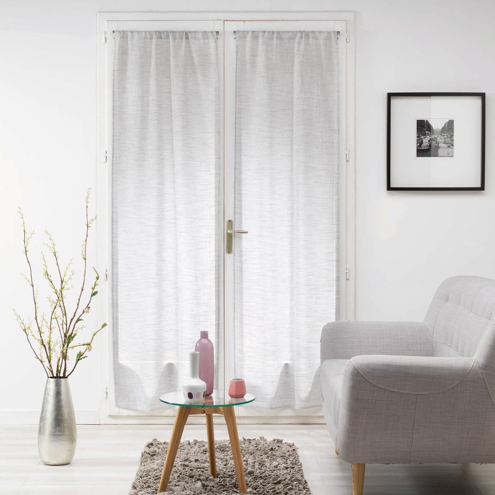 Paire de voile passe tringle 70x240cm milza gris