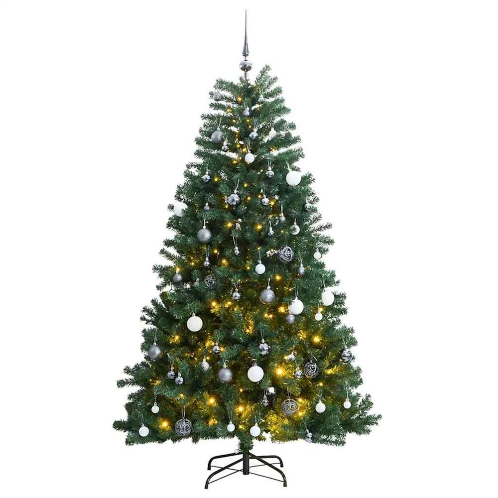 Sapin de noël artificiel articulé 300 led et boules 210 cm