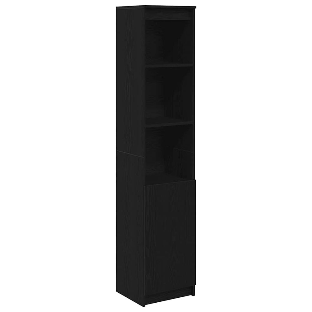 Buffet haut chêne noir 37,5x35x180 cm bois d'ingénierie