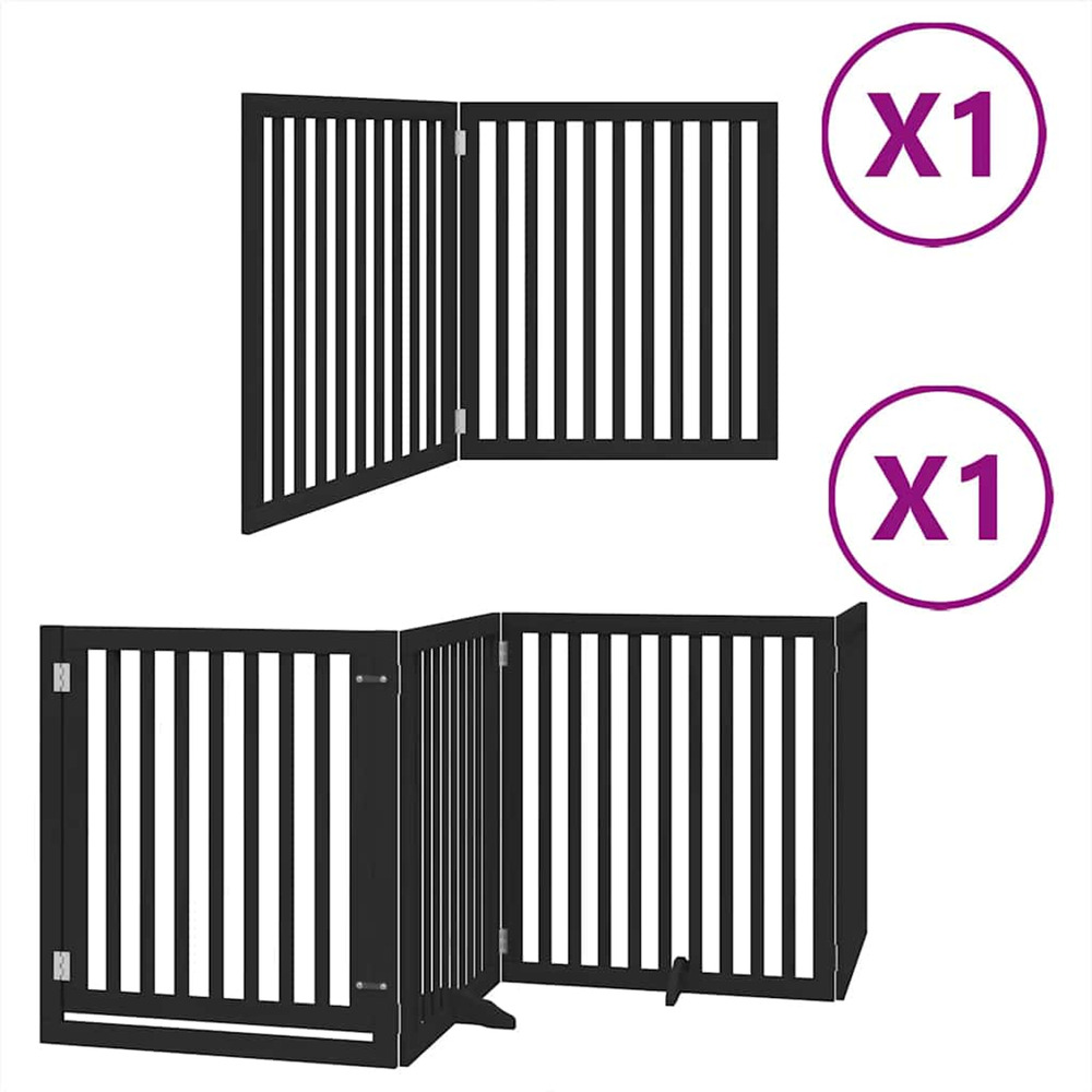 Barrière pour chien porte pliable 6 panneaux noir bois peuplier