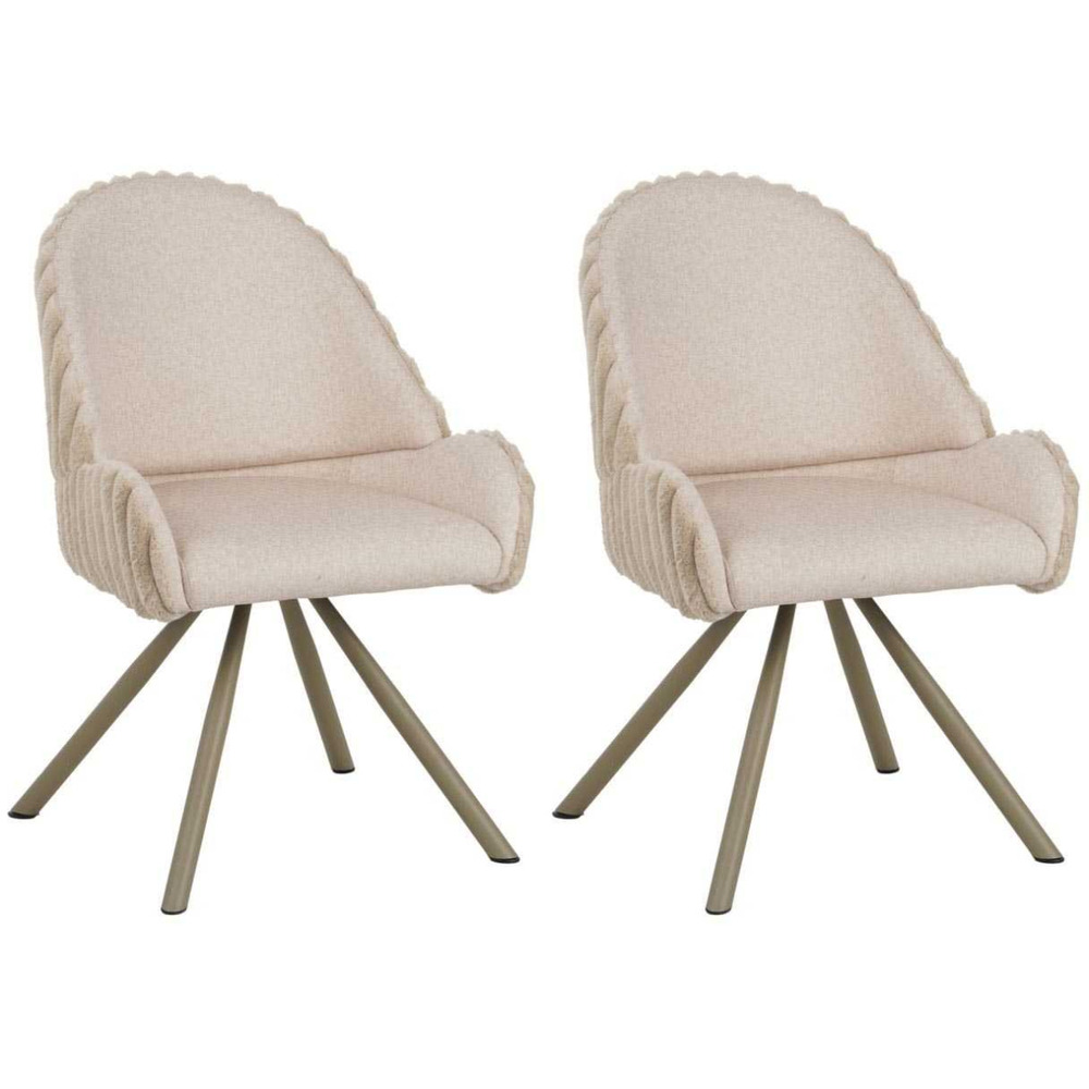 Fauteuil en tissu côtelé sedia (lot de 2) crème