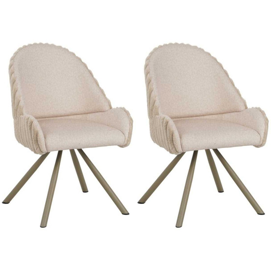 Fauteuil en tissu côtelé sedia (lot de 2) crème