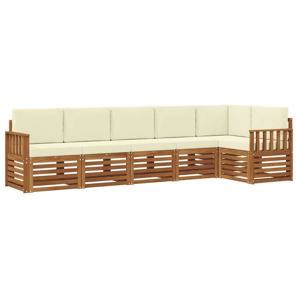 Ensemble de canapés d'extérieur 6 pc naturel et crème polyester