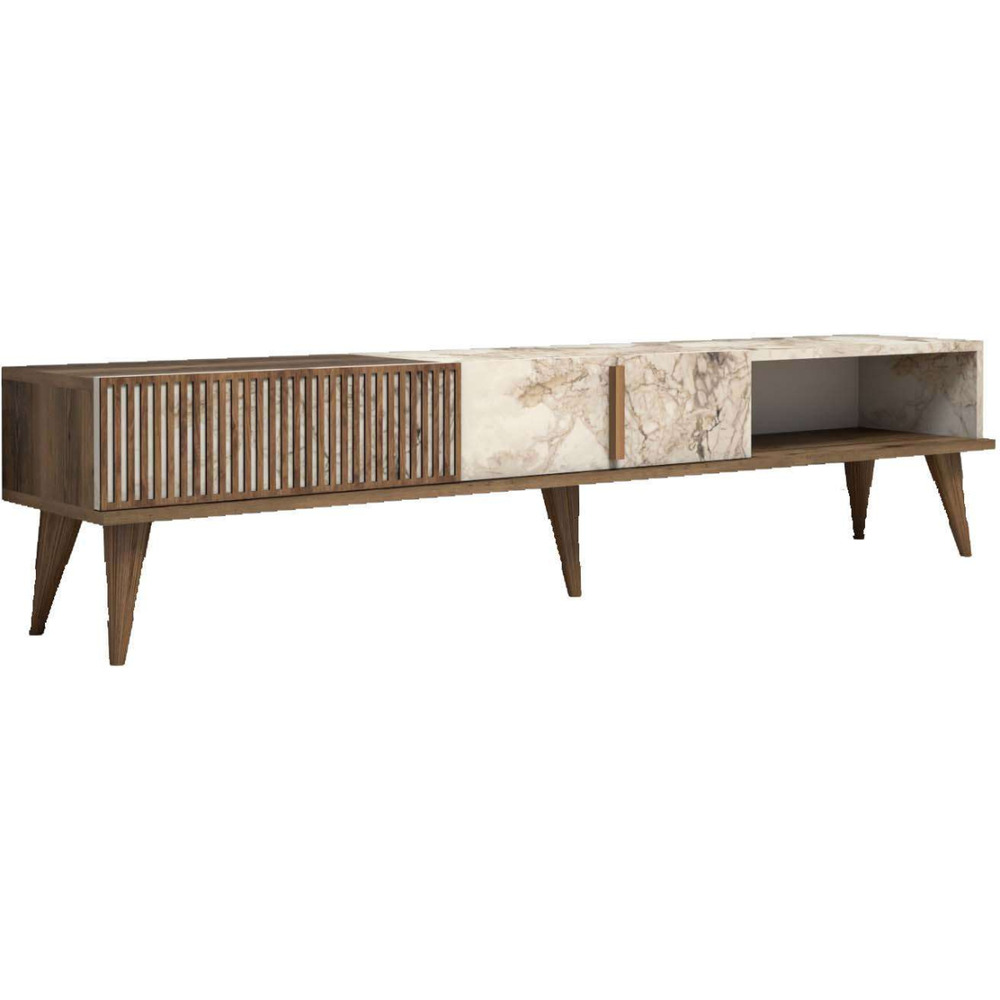 Meuble tv imitation marbre et effet noyer milan