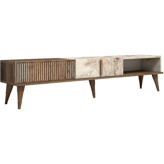 Meuble tv imitation marbre et effet noyer milan