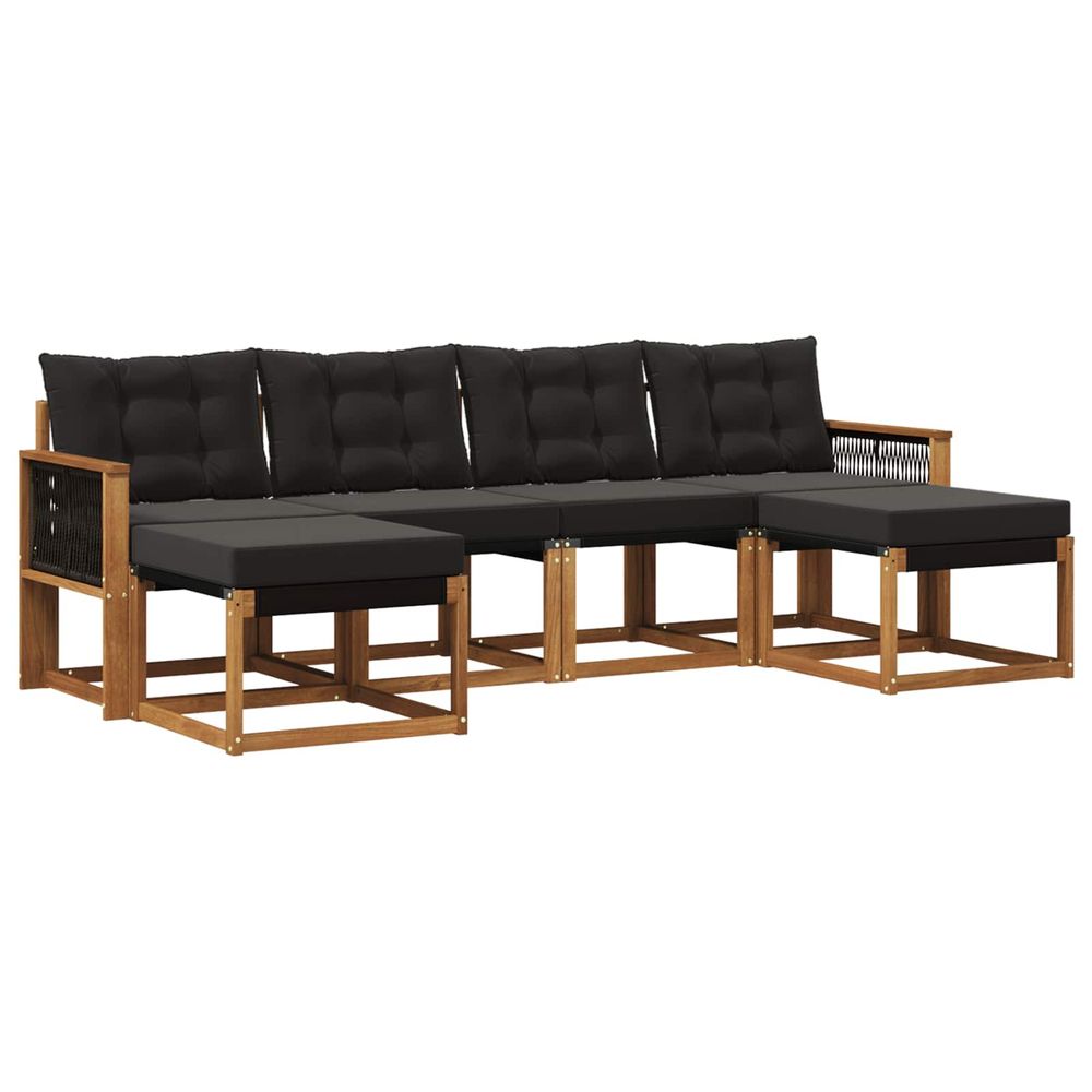 Ensemble de canapés d'extérieur 6 pc naturel et noir