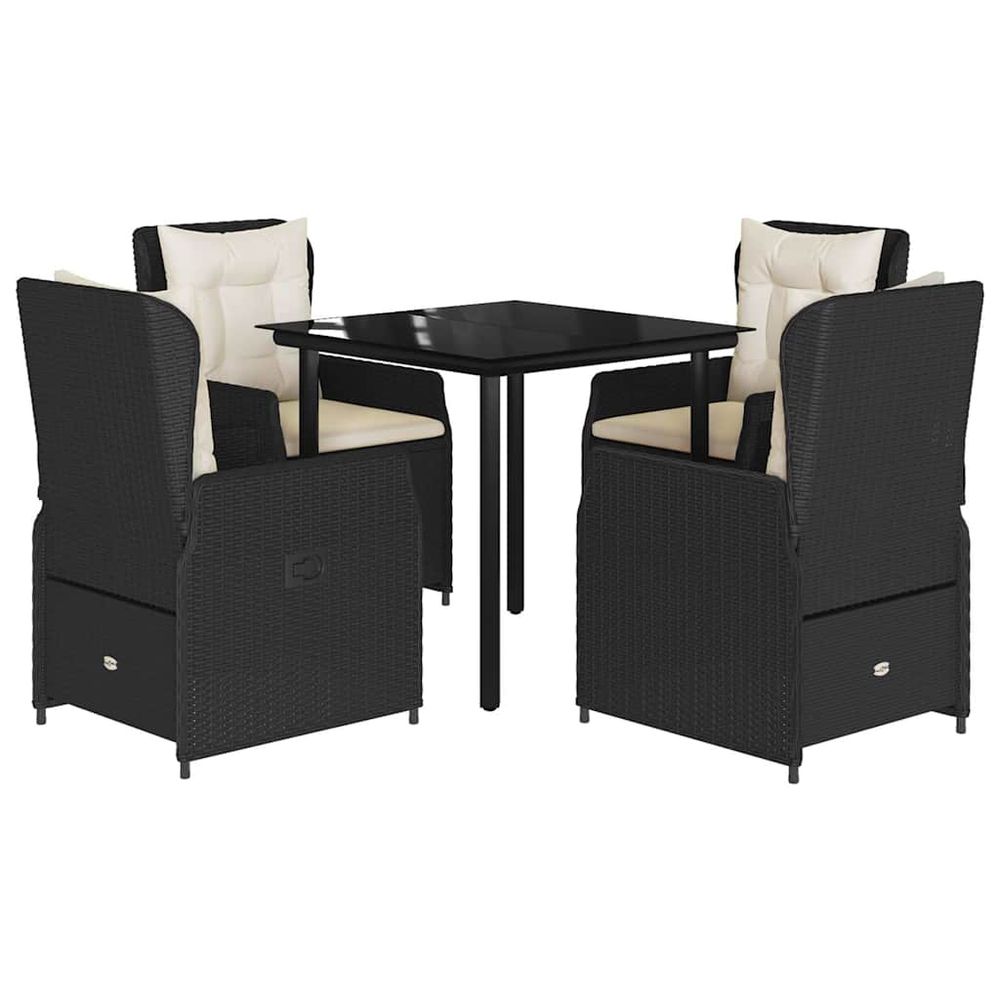 Ensemble à manger de jardin coussins 5pcs noir résine tressée
