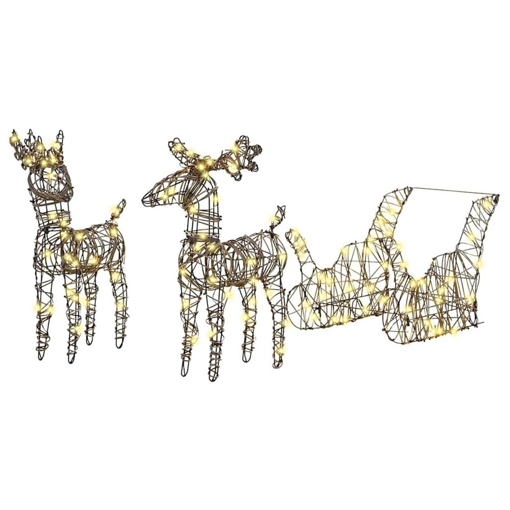 Traîneau tiré par un renne blanc chaud 53 x 28 x 33 cm rotin