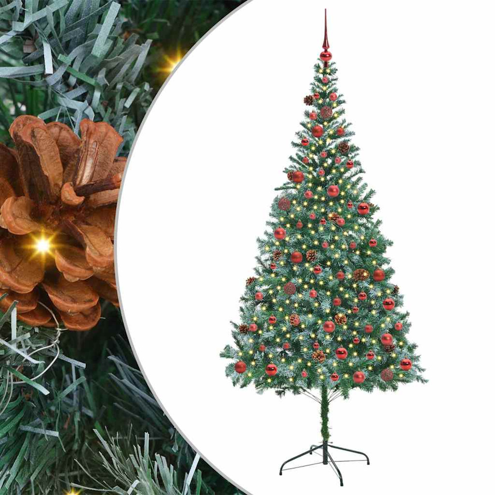 Sapin de noël artificiel avec 300 led vert 210 cm pvc et acier