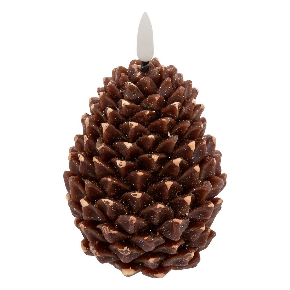 Bougie led pomme de pin h. 13cm marron